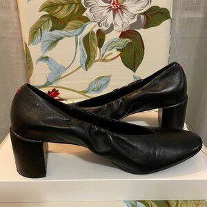 HALMANERA Stack Heel Round Toe Pumps in Baron Black Size 41 EU / 10.5 US
